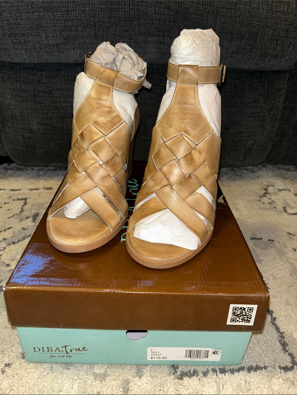 DIBA True Woven Leather Peep-Toe Heels